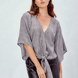 Love Stitch Rumer Plaid Tie Front Top